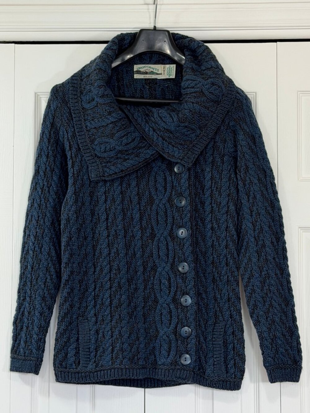 Aran Crafts Ireland Asymmetric Cardigan, 100% Merino Wool